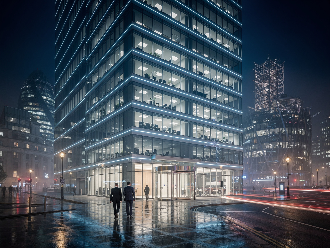 Modern financial district architecture